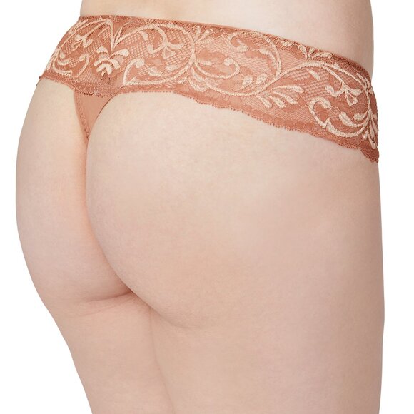 Set of 3! Thongs Large Panties Bramour Tribeca 30-L FITS 29-30" Lacy Briefs Nude - Picture 3 of 16
